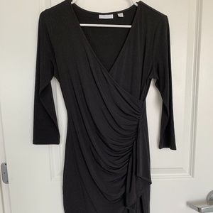 Semi Formal Bodycon Black Dress with Ruffle